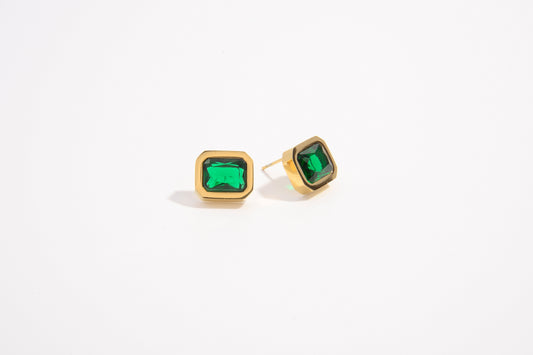 Aurora Minimalist Green Studs